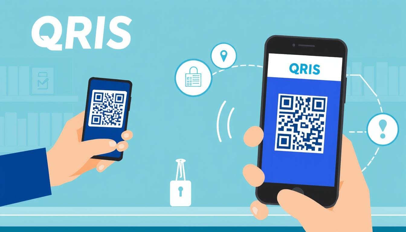 Ilustrasi sistem QRIS dan keamanan data login QRIS